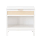 Blake Cane 1 Drawer Nightstand in Coastal White with Cane Front