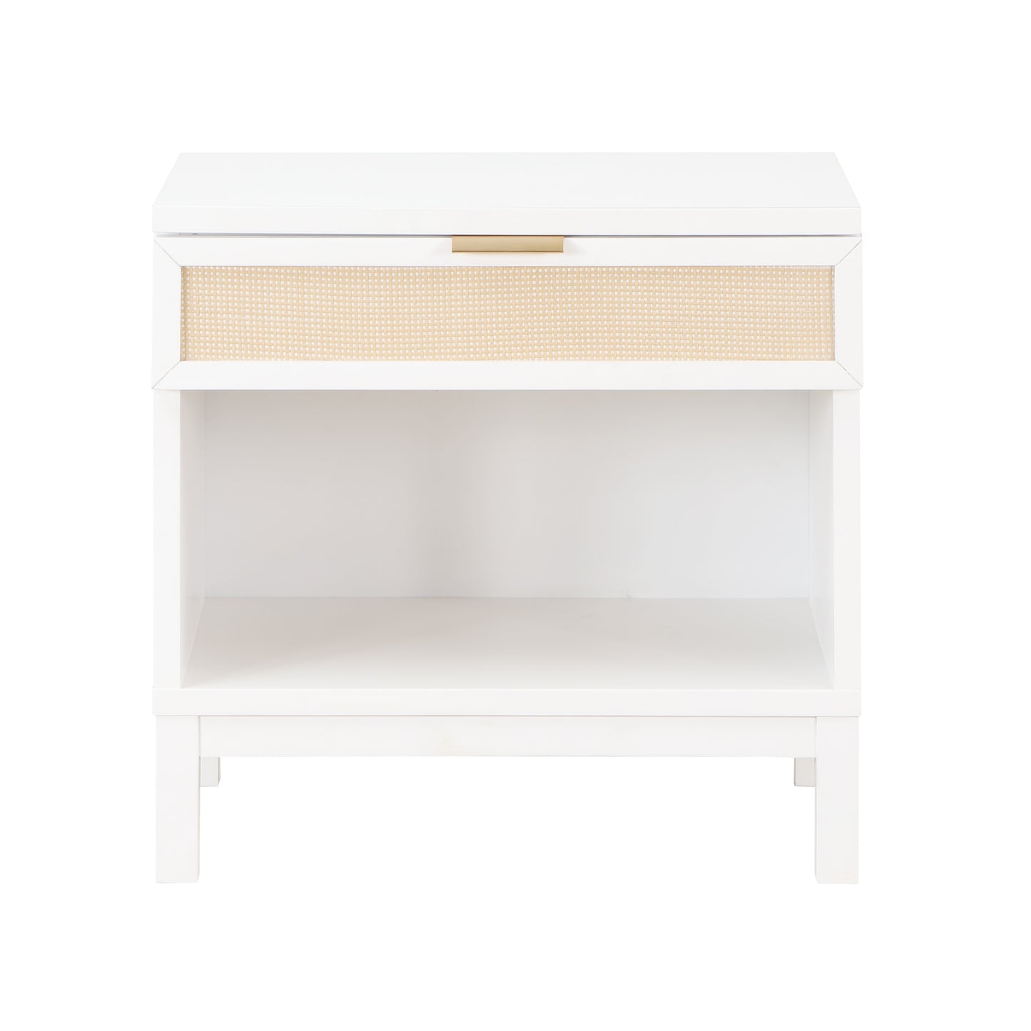 Blake Cane 1 Drawer Nightstand in Coastal White with Cane Front