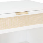 Blake Cane 1 Drawer Nightstand in Coastal White with Cane Front