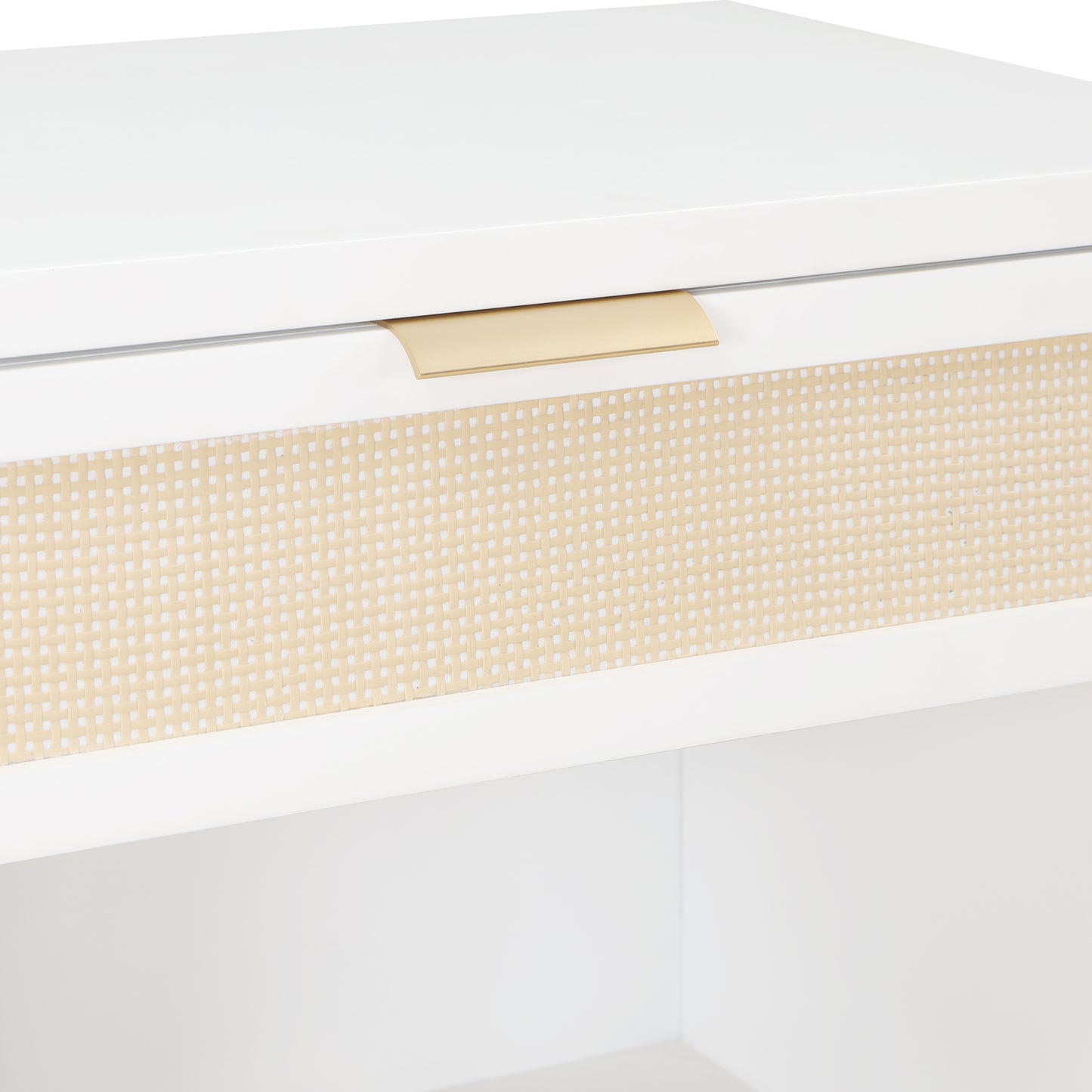 Blake Cane 1 Drawer Nightstand in Coastal White with Cane Front