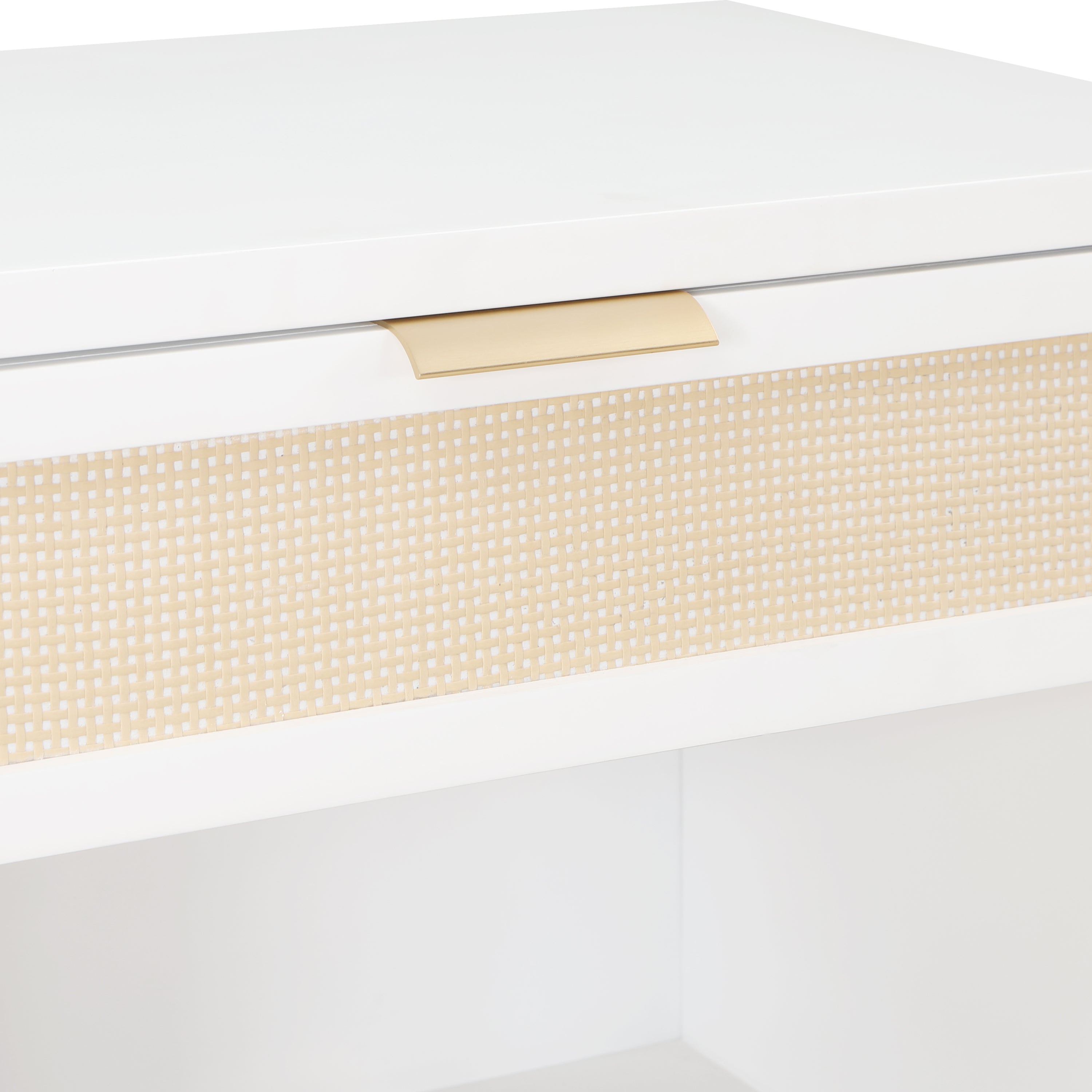 Blake Cane 1 Drawer Nightstand in Coastal White with Cane Front