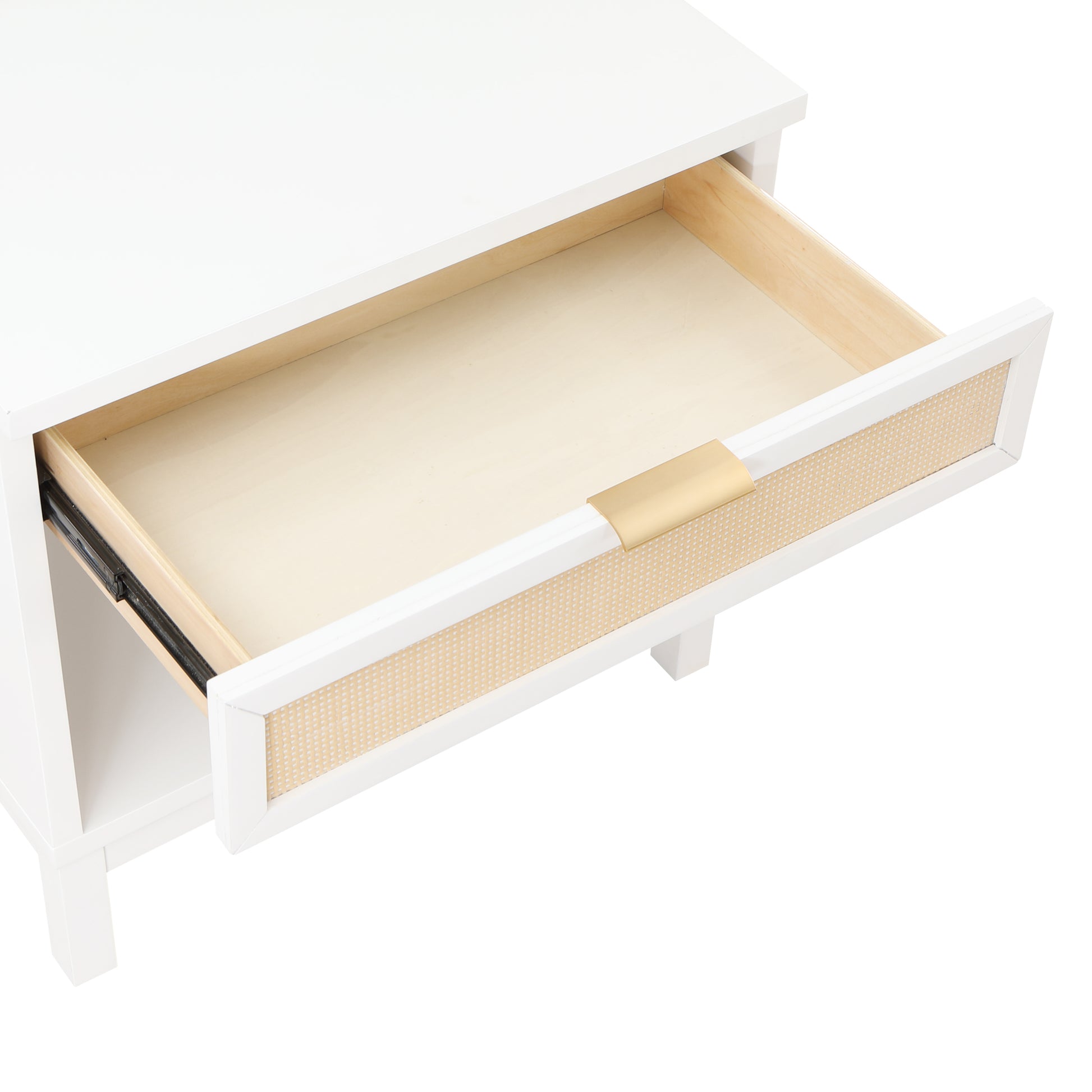 Blake Cane 1 Drawer Nightstand in Coastal White with Cane Front