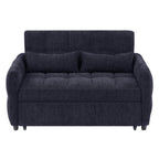 52.8 Loveseat Sofa Pull-out Sofa Bed Tufted Sleeper Sofa with an Adjustable Backrest, Three USB Ports and Two Lumbar Pillows for Living Room, Blue