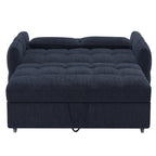 52.8 Loveseat Sofa Pull-out Sofa Bed Tufted Sleeper Sofa with an Adjustable Backrest, Three USB Ports and Two Lumbar Pillows for Living Room, Blue