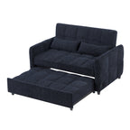52.8 Loveseat Sofa Pull-out Sofa Bed Tufted Sleeper Sofa with an Adjustable Backrest, Three USB Ports and Two Lumbar Pillows for Living Room, Blue