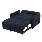 52.8 Loveseat Sofa Pull-out Sofa Bed Tufted Sleeper Sofa with an Adjustable Backrest, Three USB Ports and Two Lumbar Pillows for Living Room, Blue