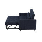 52.8 Loveseat Sofa Pull-out Sofa Bed Tufted Sleeper Sofa with an Adjustable Backrest, Three USB Ports and Two Lumbar Pillows for Living Room, Blue