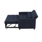 52.8 Loveseat Sofa Pull-out Sofa Bed Tufted Sleeper Sofa with an Adjustable Backrest, Three USB Ports and Two Lumbar Pillows for Living Room, Blue