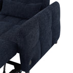 52.8 Loveseat Sofa Pull-out Sofa Bed Tufted Sleeper Sofa with an Adjustable Backrest, Three USB Ports and Two Lumbar Pillows for Living Room, Blue