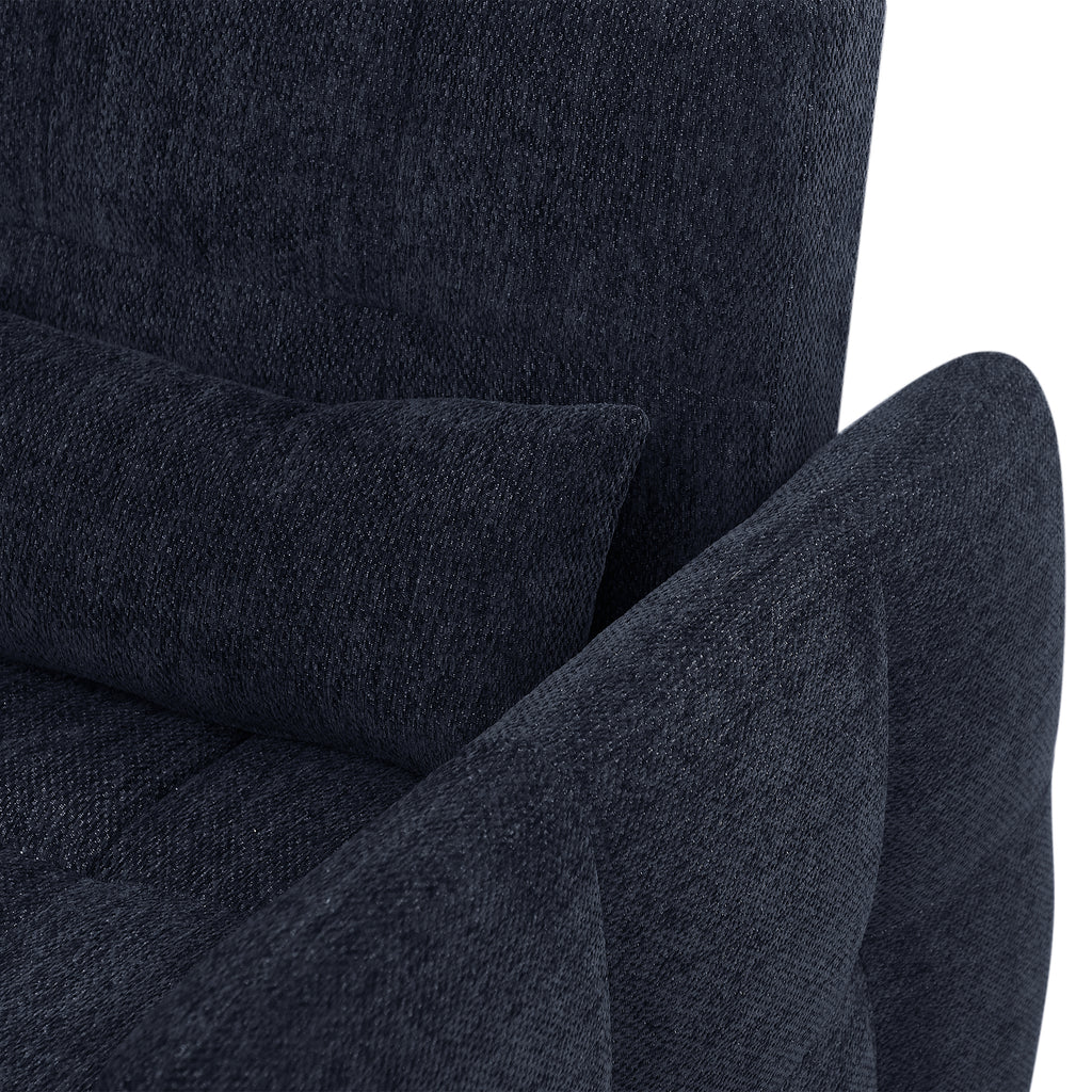 52.8 Loveseat Sofa Pull-out Sofa Bed Tufted Sleeper Sofa with an Adjustable Backrest, Three USB Ports and Two Lumbar Pillows for Living Room, Blue