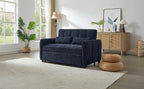 Blue Chenille Loveseat Sofa Bed with Adjustable Backrest
