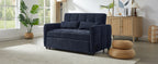 Blue Chenille Loveseat Sofa Bed with Adjustable Backrest