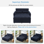 52.8 Loveseat Sofa Pull-out Sofa Bed Tufted Sleeper Sofa with an Adjustable Backrest, Three USB Ports and Two Lumbar Pillows for Living Room, Blue