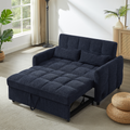 52.8 Loveseat Sofa Pull-out Sofa Bed Tufted Sleeper Sofa with an Adjustable Backrest, Three USB Ports and Two Lumbar Pillows for Living Room, Blue