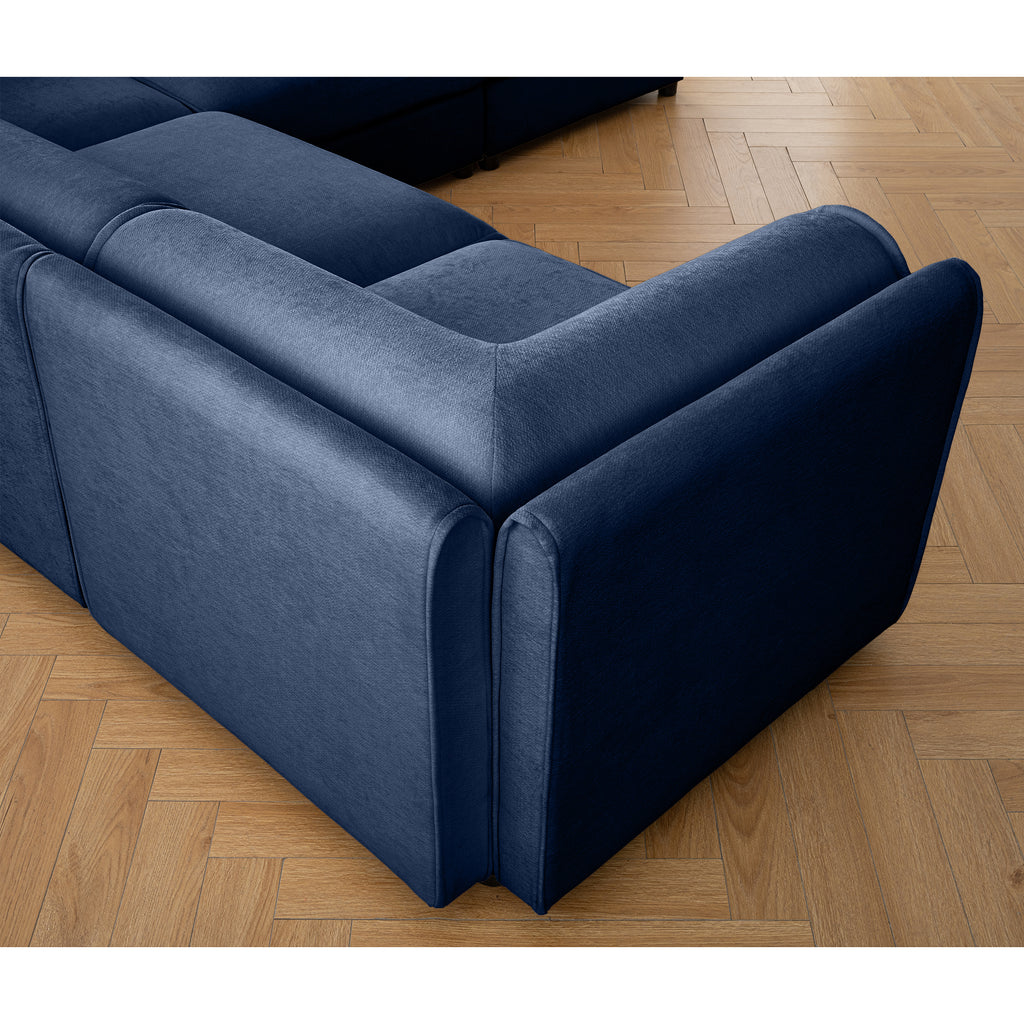 Modular Sectional Sofa with Storage, Cylindrical Backrest and Armrests Deep Comfortable Seating,Durable and Supportive for Living Room,4 Seat Sofa,Blue