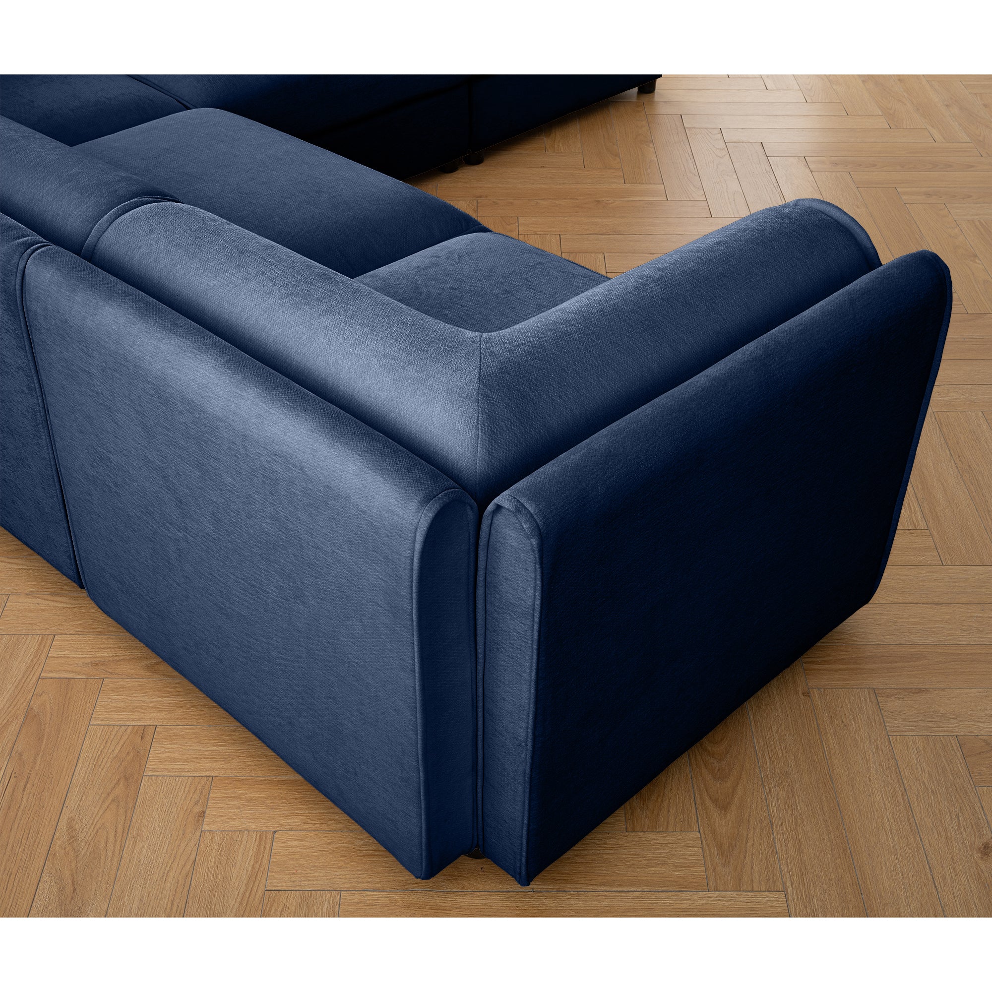 Modular Sectional Sofa with Storage, Cylindrical Backrest and Armrests Deep Comfortable Seating,Durable and Supportive for Living Room,4 Seat Sofa,Blue