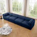 Modular Sectional Sofa with Storage, Cylindrical Backrest and Armrests Deep Comfortable Seating,Durable and Supportive for Living Room,4 Seat Sofa,Blue