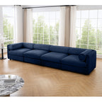 Modular Sectional Sofa with Storage, Cylindrical Backrest and Armrests Deep Comfortable Seating,Durable and Supportive for Living Room,4 Seat Sofa,Blue