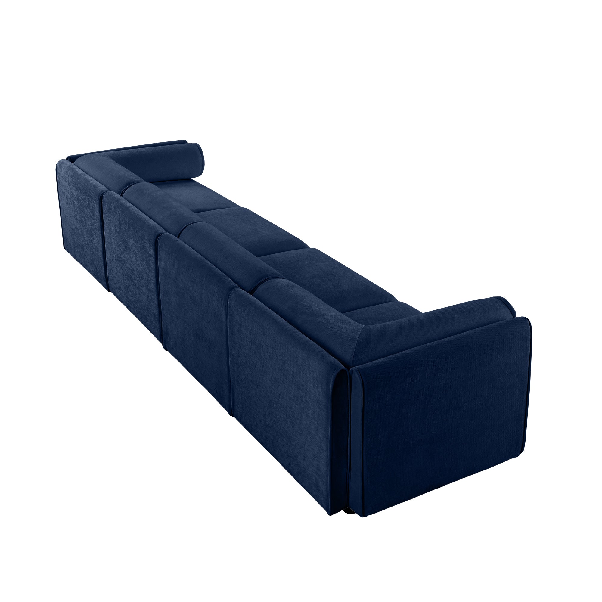 Modular Sectional Sofa with Storage, Cylindrical Backrest and Armrests Deep Comfortable Seating,Durable and Supportive for Living Room,4 Seat Sofa,Blue