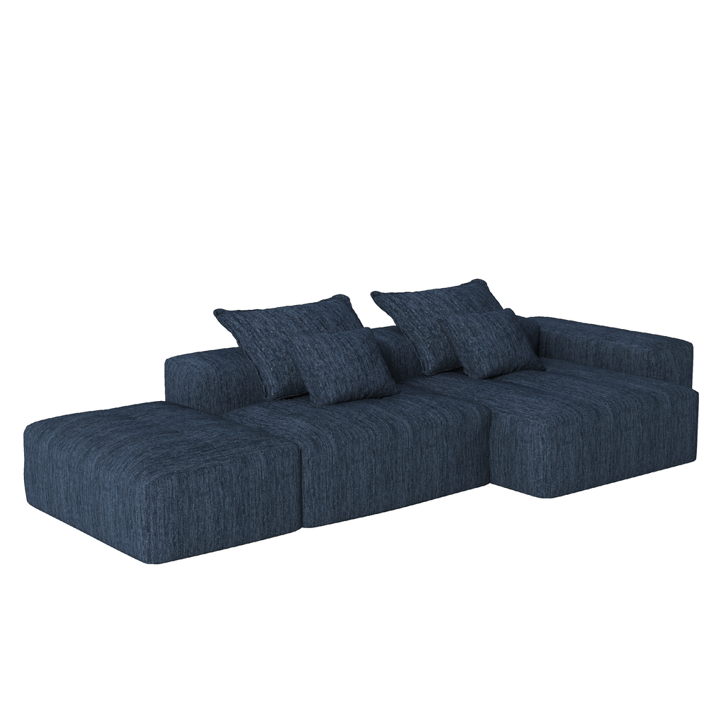 Modern Oversized Modular Sectional Sofa with Ottoman,seat,chaise lounge and armrest,Sparkling Chenille Fabric Soft Cushion Sofa with 4 Pillows,4 PCS DIY Combination Tufted Sofa,No Assembly Required