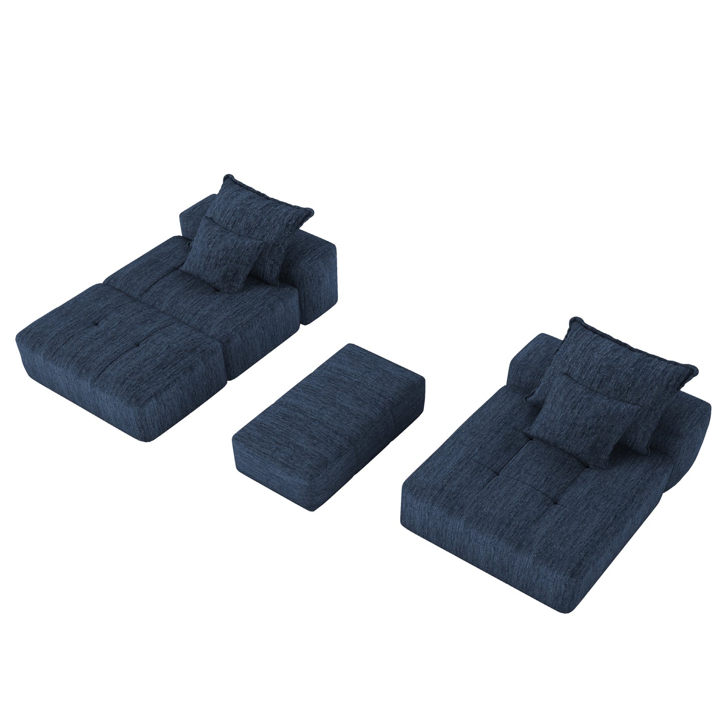 Modern Oversized Modular Sectional Sofa with Ottoman,seat,chaise lounge and armrest,Sparkling Chenille Fabric Soft Cushion Sofa with 4 Pillows,4 PCS DIY Combination Tufted Sofa,No Assembly Required