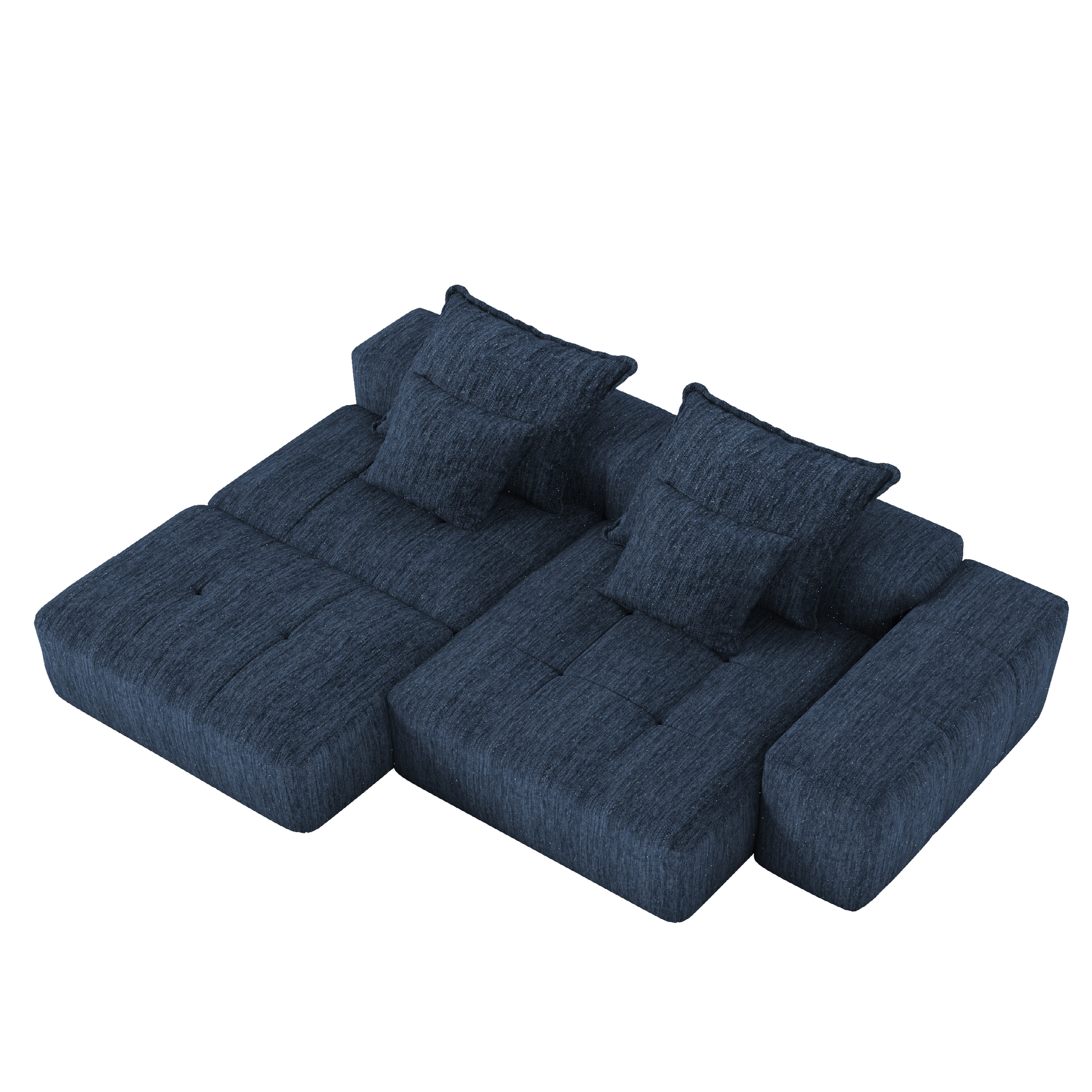 Modern Oversized Modular Sectional Sofa with Ottoman,seat,chaise lounge and armrest,Sparkling Chenille Fabric Soft Cushion Sofa with 4 Pillows,4 PCS DIY Combination Tufted Sofa,No Assembly Required