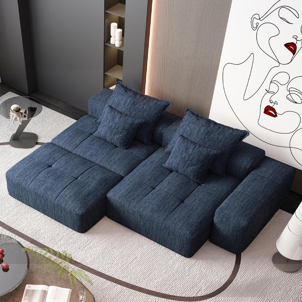 Modern Oversized Modular Sectional Sofa with Ottoman,seat,chaise lounge and armrest,Sparkling Chenille Fabric Soft Cushion Sofa with 4 Pillows,4 PCS DIY Combination Tufted Sofa,No Assembly Required