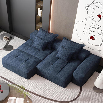 Modern Oversized Modular Sectional Sofa with Ottoman,seat,chaise lounge and armrest,Sparkling Chenille Fabric Soft Cushion Sofa with 4 Pillows,4 PCS DIY Combination Tufted Sofa,No Assembly Required