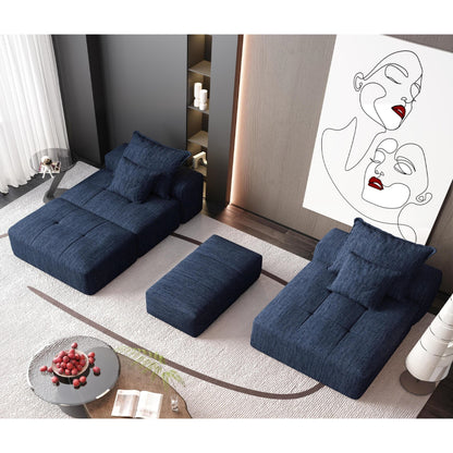 Modern Oversized Modular Sectional Sofa with Ottoman,seat,chaise lounge and armrest,Sparkling Chenille Fabric Soft Cushion Sofa with 4 Pillows,4 PCS DIY Combination Tufted Sofa,No Assembly Required