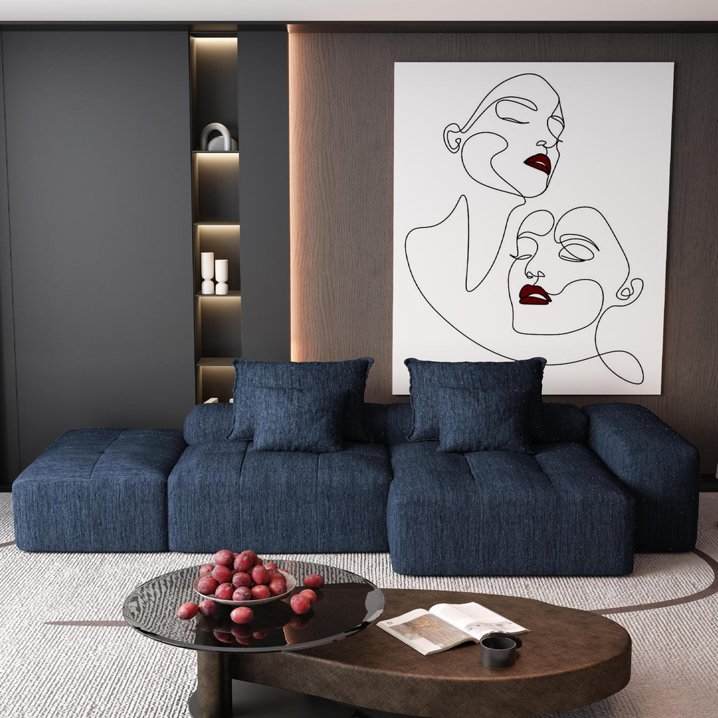 Modern Oversized Modular Sectional Sofa with Ottoman,seat,chaise lounge and armrest,Sparkling Chenille Fabric Soft Cushion Sofa with 4 Pillows,4 PCS DIY Combination Tufted Sofa,No Assembly Required