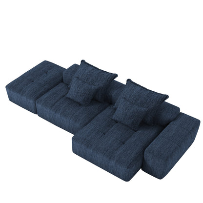 Modern Oversized Modular Sectional Sofa with Ottoman,seat,chaise lounge and armrest,Sparkling Chenille Fabric Soft Cushion Sofa with 4 Pillows,4 PCS DIY Combination Tufted Sofa,No Assembly Required