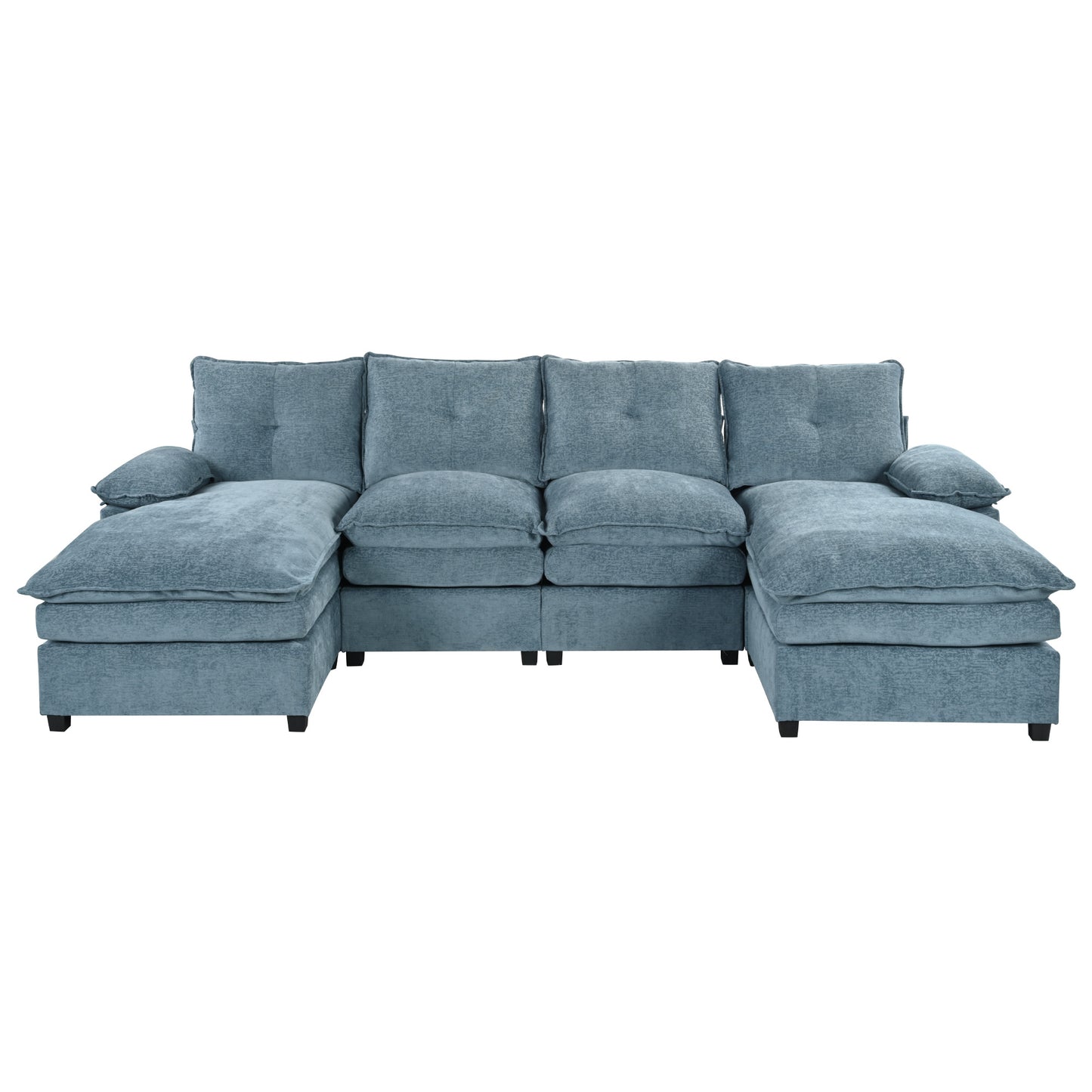 U_STYLE U-Shaped Chenille Sectional Sofa with Adjustable Armrest Pillows - Perfect for Living Rooms, Offices, and Spacious Spaces