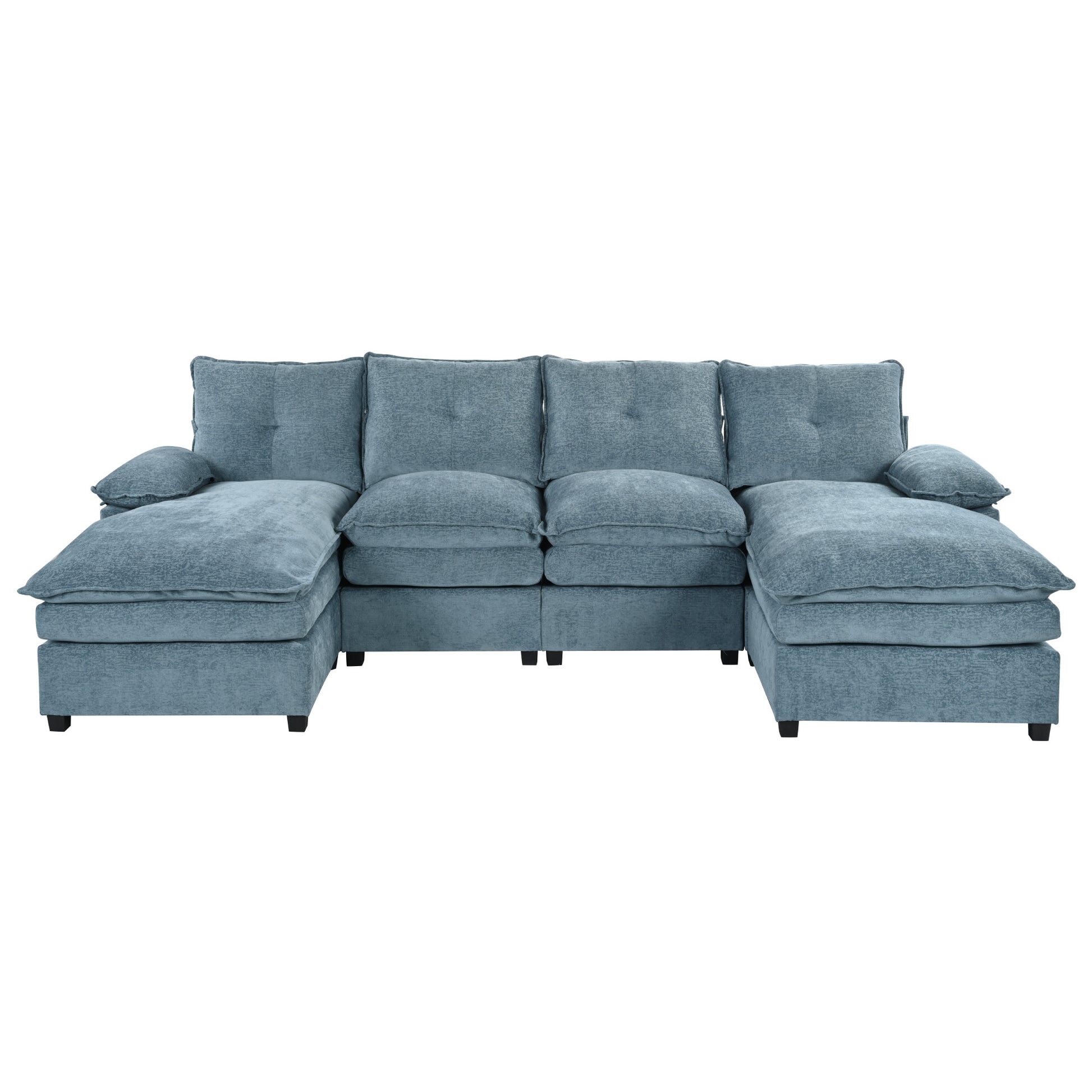 U_STYLE U-Shaped Chenille Sectional Sofa with Adjustable Armrest Pillows - Perfect for Living Rooms, Offices, and Spacious Spaces