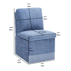 Linen Upholstered Armless Dining Chair with Casters and Storage space-set of 2,BLUE