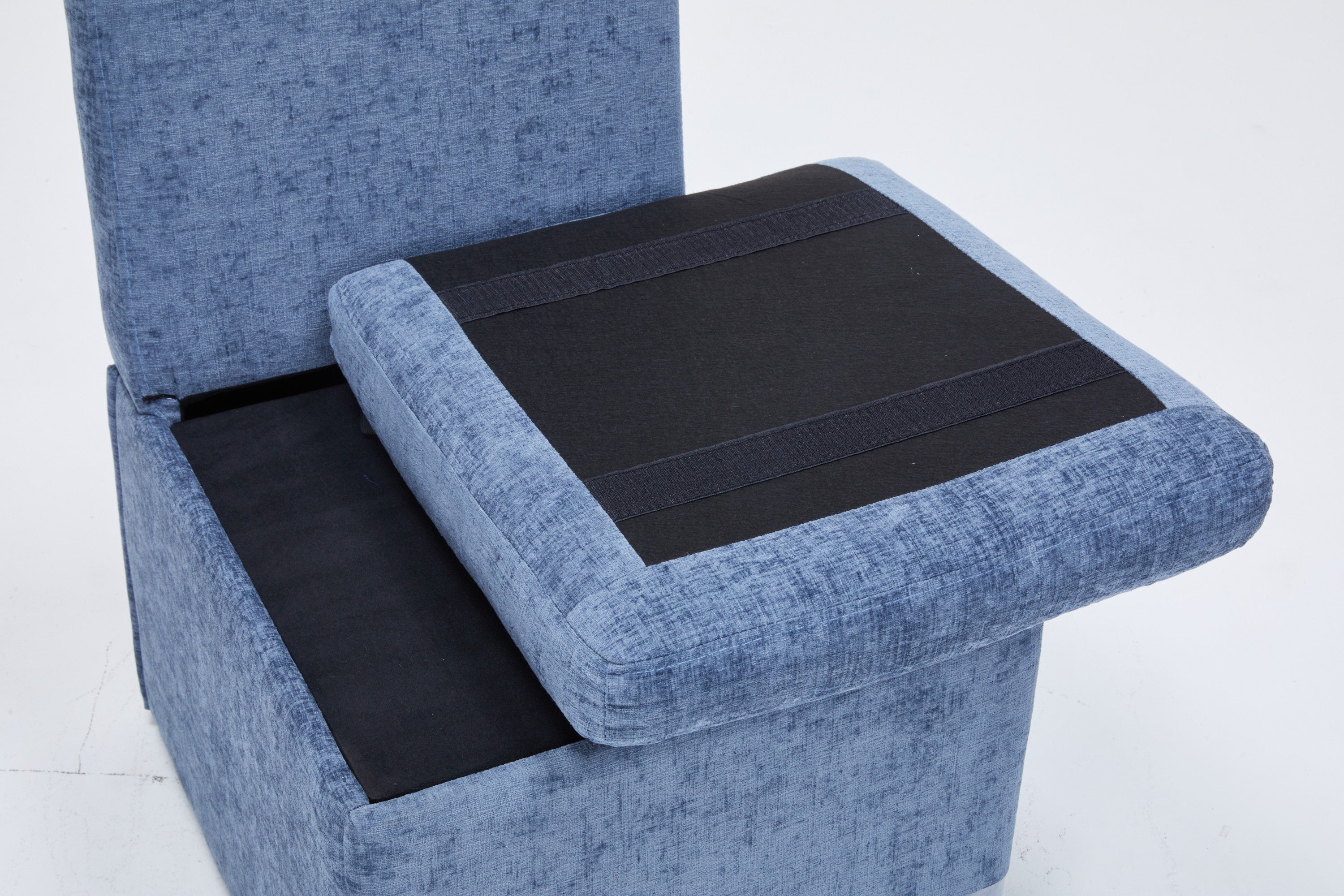 Linen Upholstered Armless Dining Chair with Casters and Storage space-set of 2,BLUE