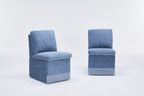 Linen Upholstered Armless Dining Chair with Casters and Storage space-set of 2,BLUE