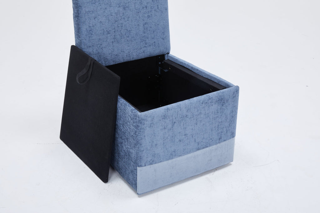 Linen Upholstered Armless Dining Chair with Casters and Storage space-set of 2,BLUE