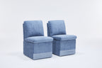 Linen Upholstered Armless Dining Chair with Casters and Storage space-set of 2,BLUE