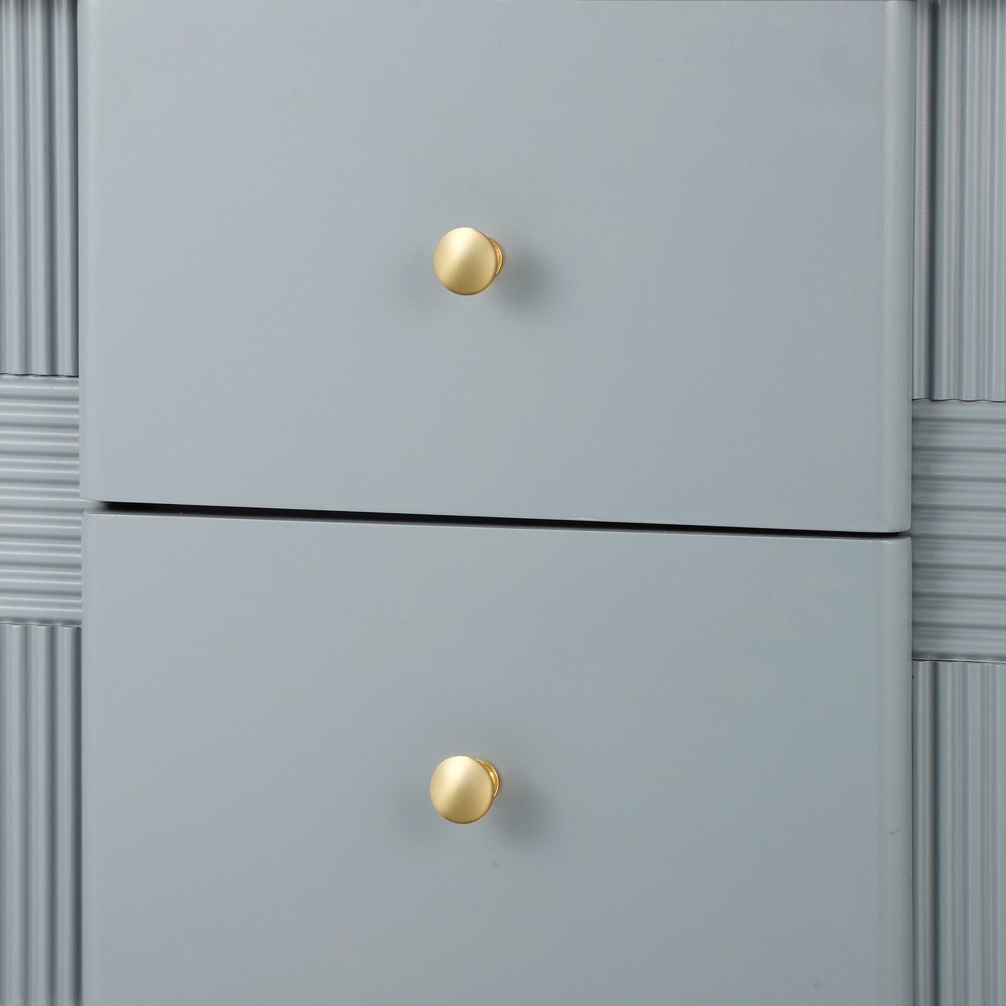 Modern Nightstand with 2 Storage Drawer, Fluted Bedside Table with Golden Metal Handles and Legs, End Table for Living Room and Bedroom, Easy Assembly, Blue