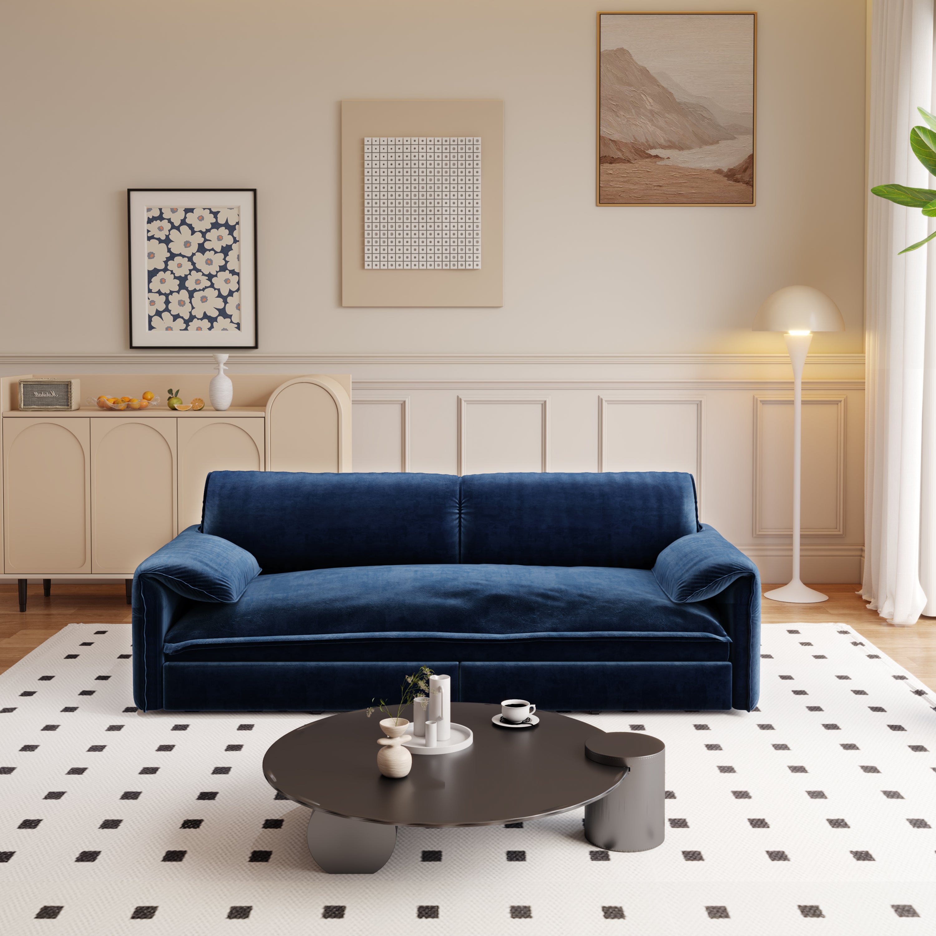 66' Queen Pull Out Sofa Bed, 3-in-1 Convertible Sleeper Sofa with Side Storage,Multi-Functional Velvet Loveseat Bed for Living Room,Bedroom(Old Sku:W1885S00047/W1885S00117;New Sku:W1885S00225) Sofa