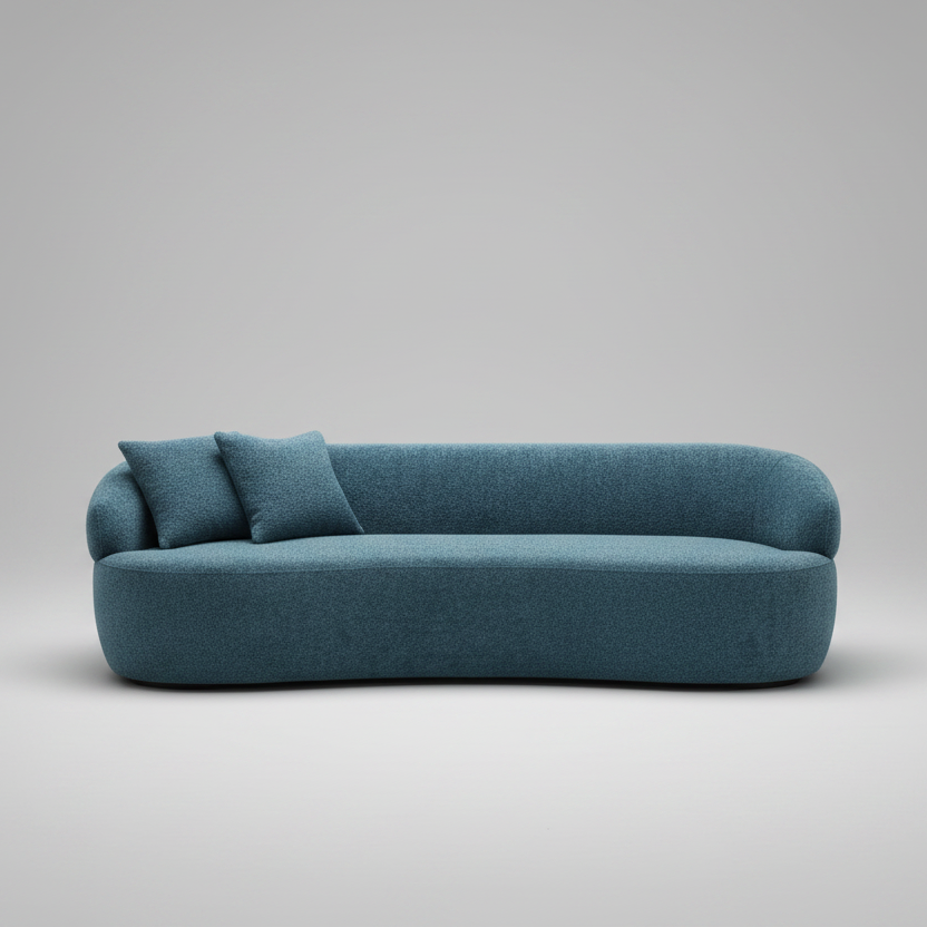 Blue sofa on a gray background