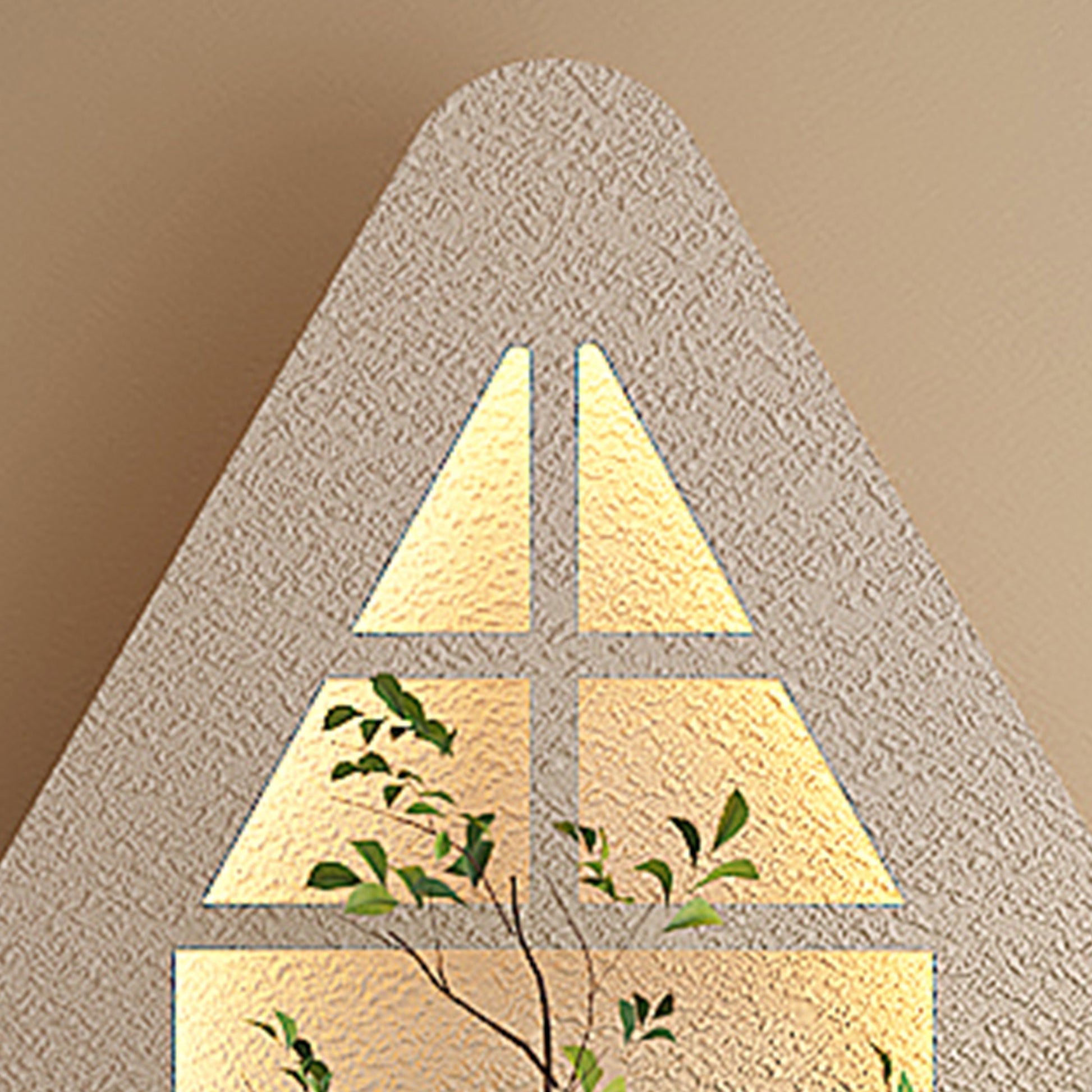 BotaniBeam Adjustable 3-Color LED Sandstone Wall Decor with Simulated Plants - 3D Art Sculpture, Glass Vase & Remote Control Light