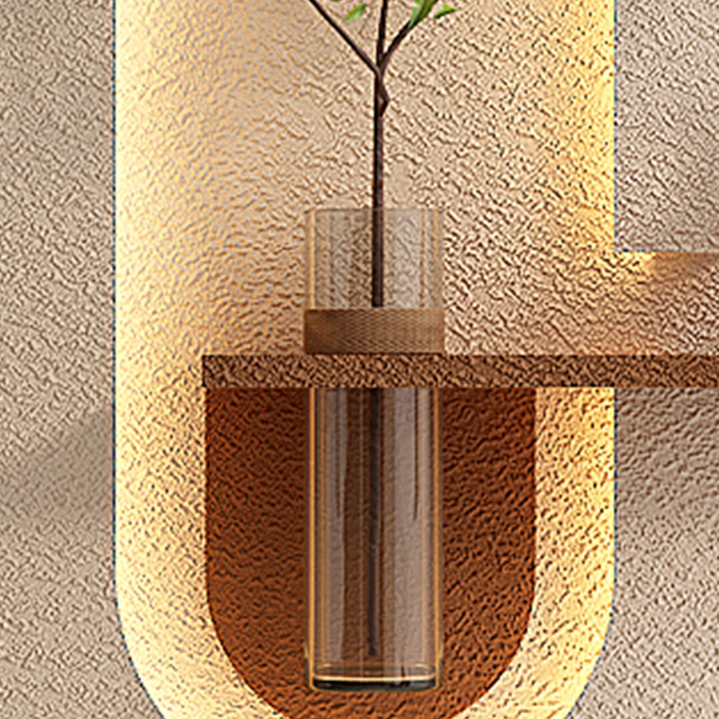 BotaniBeam Adjustable 3-Color LED Sandstone Wall Decor with Simulated Plants - 3D Art Sculpture, Glass Vase & Remote Control Light