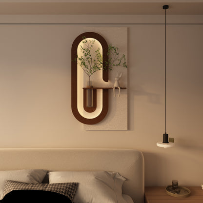 BotaniBeam Adjustable 3-Color LED Sandstone Wall Decor with Simulated Plants - 3D Art Sculpture, Glass Vase & Remote Control Light