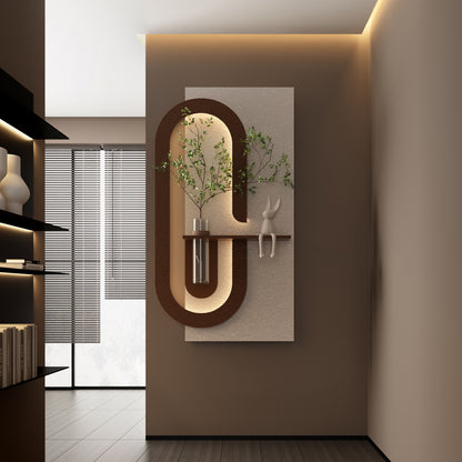 BotaniBeam Adjustable 3-Color LED Sandstone Wall Decor with Simulated Plants - 3D Art Sculpture, Glass Vase & Remote Control Light