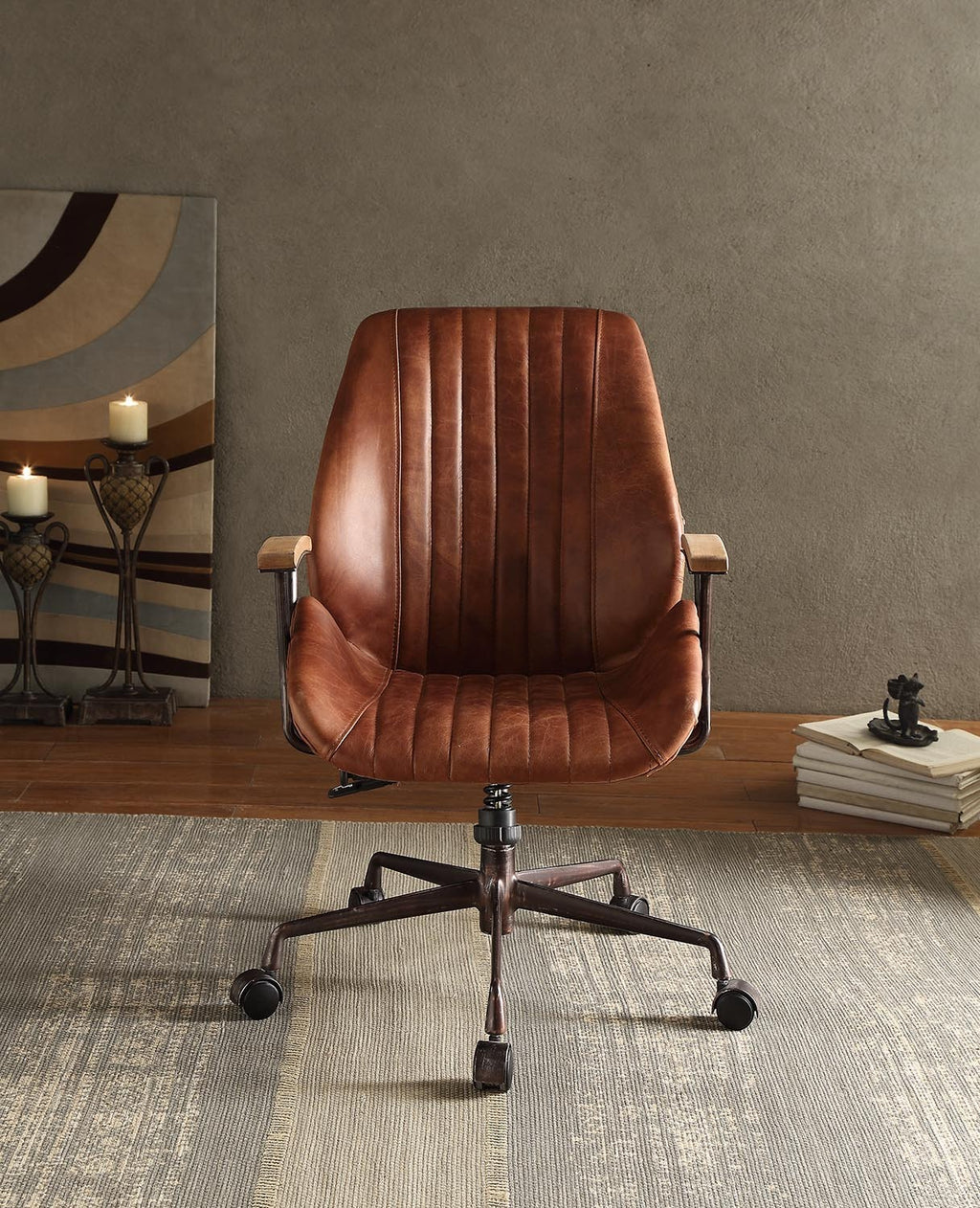 Brancaster Cocoa Aluminum Top Grain Leather Office Chair