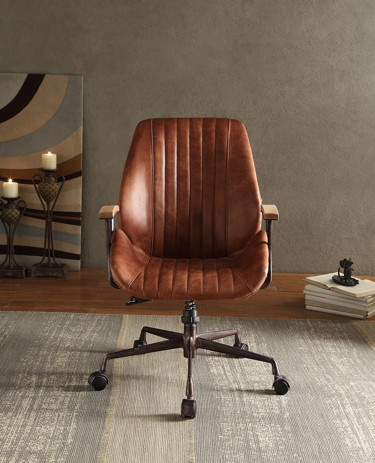 Brancaster Cocoa Aluminum Top Grain Leather Office Chair