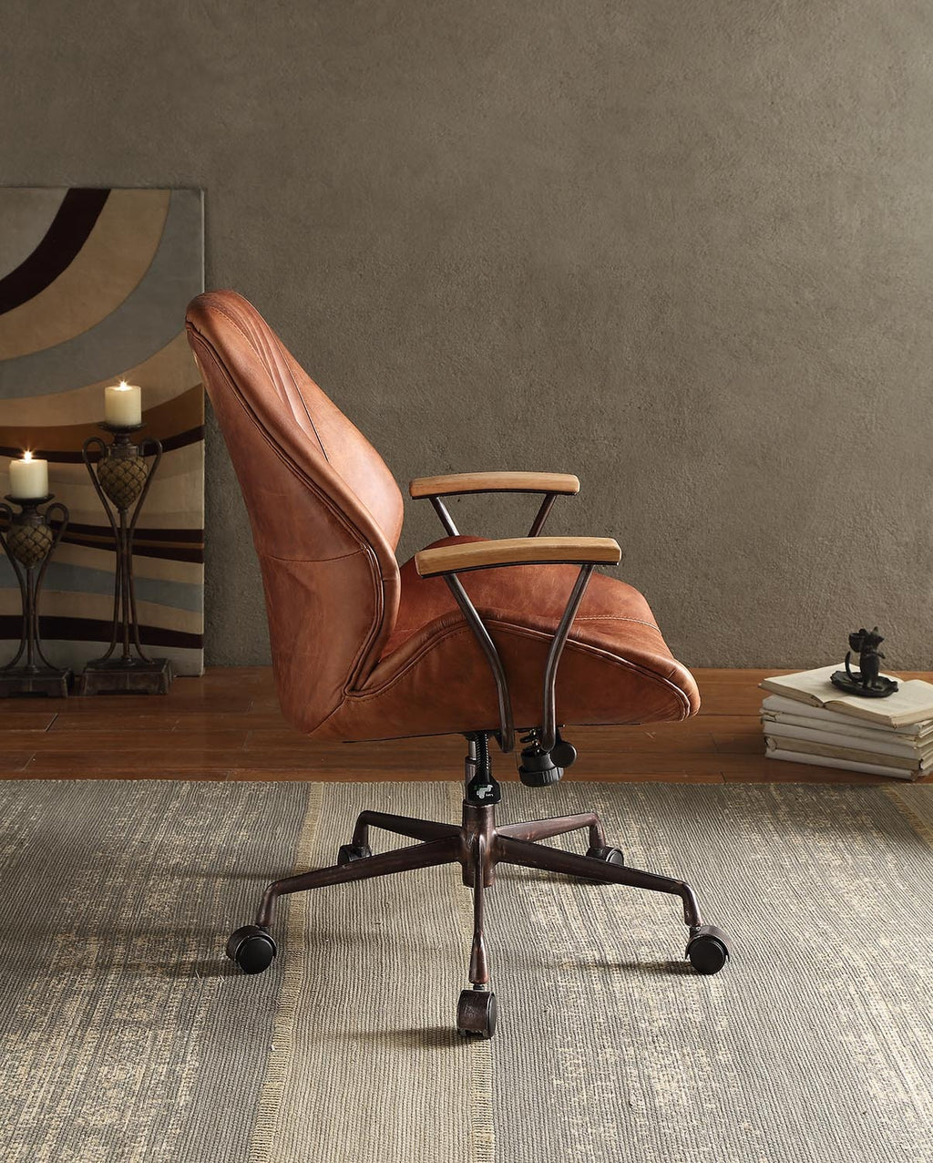 Brancaster Cocoa Aluminum Top Grain Leather Office Chair