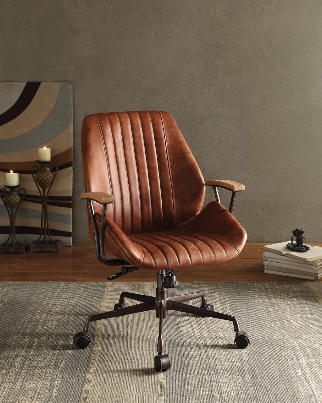 Brancaster Cocoa Aluminum Top Grain Leather Office Chair