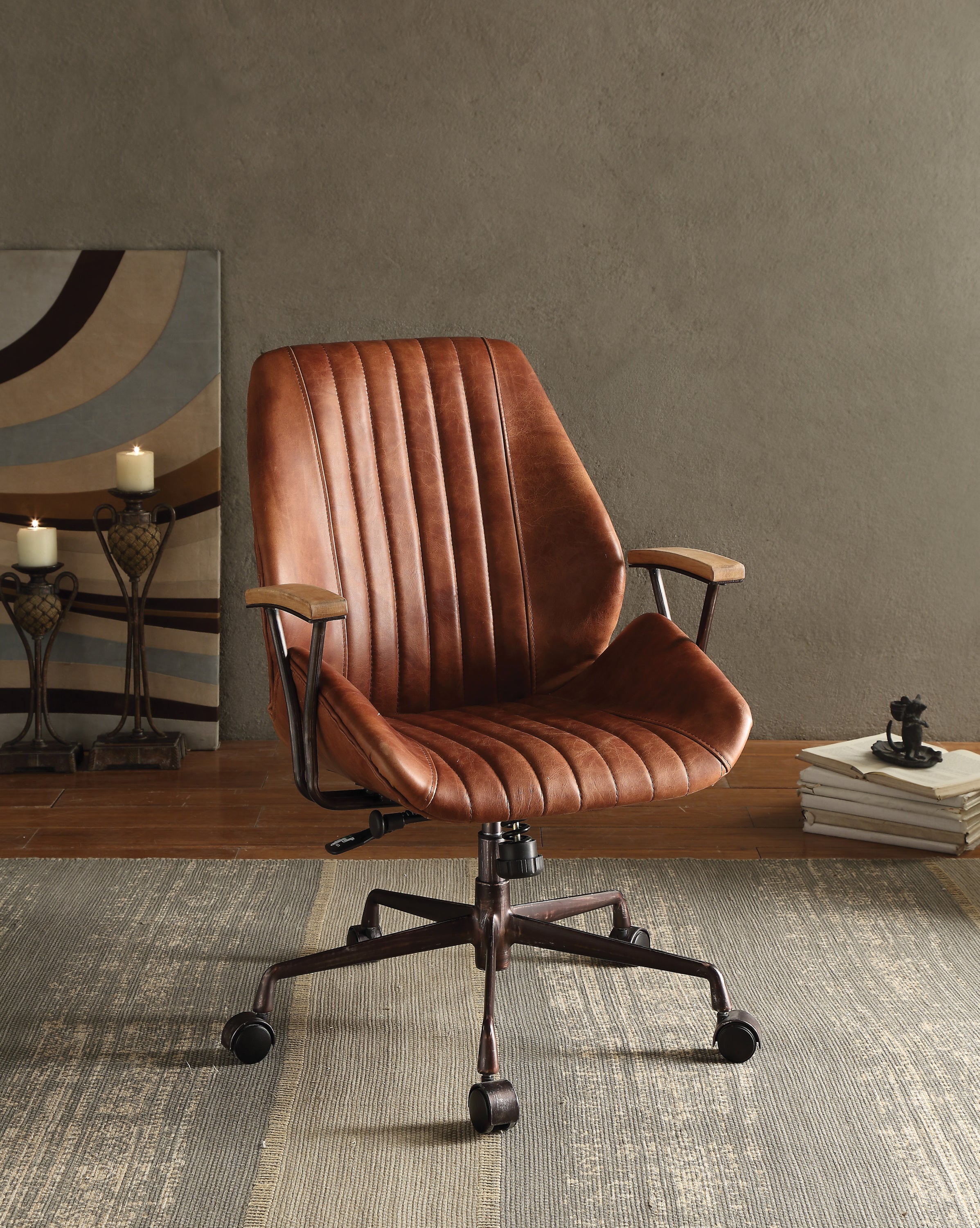 Brancaster Cocoa Aluminum Top Grain Leather Office Chair